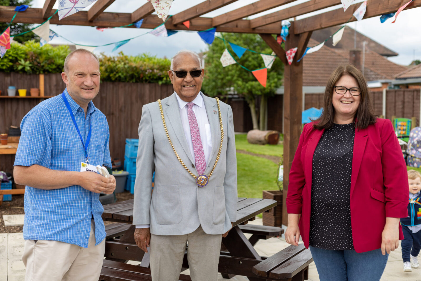 Rachel joined by Cllr Mahmood Hussain Mayor of Luton and Jez Young