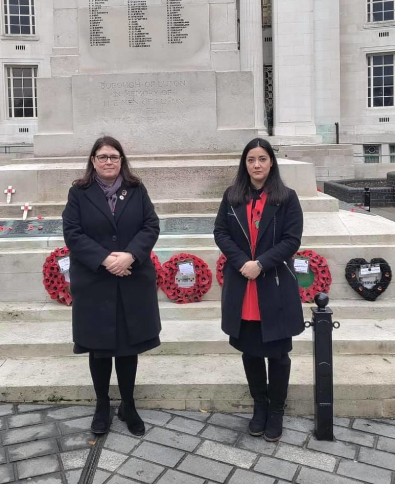 Joining Sarah Owen MP to lay a wreath at the war memorial