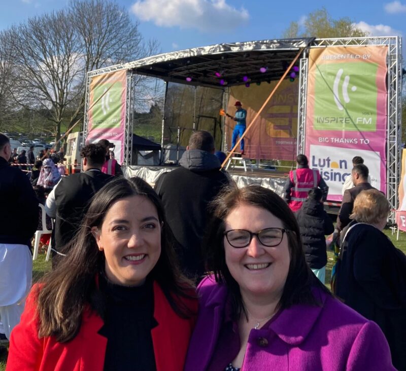 Rachel Hopkins MP and Sarah Owen MP at Eid festival