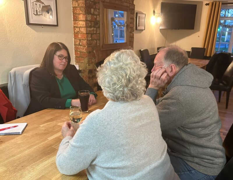 Rachel with Caddington residents in the Chequers