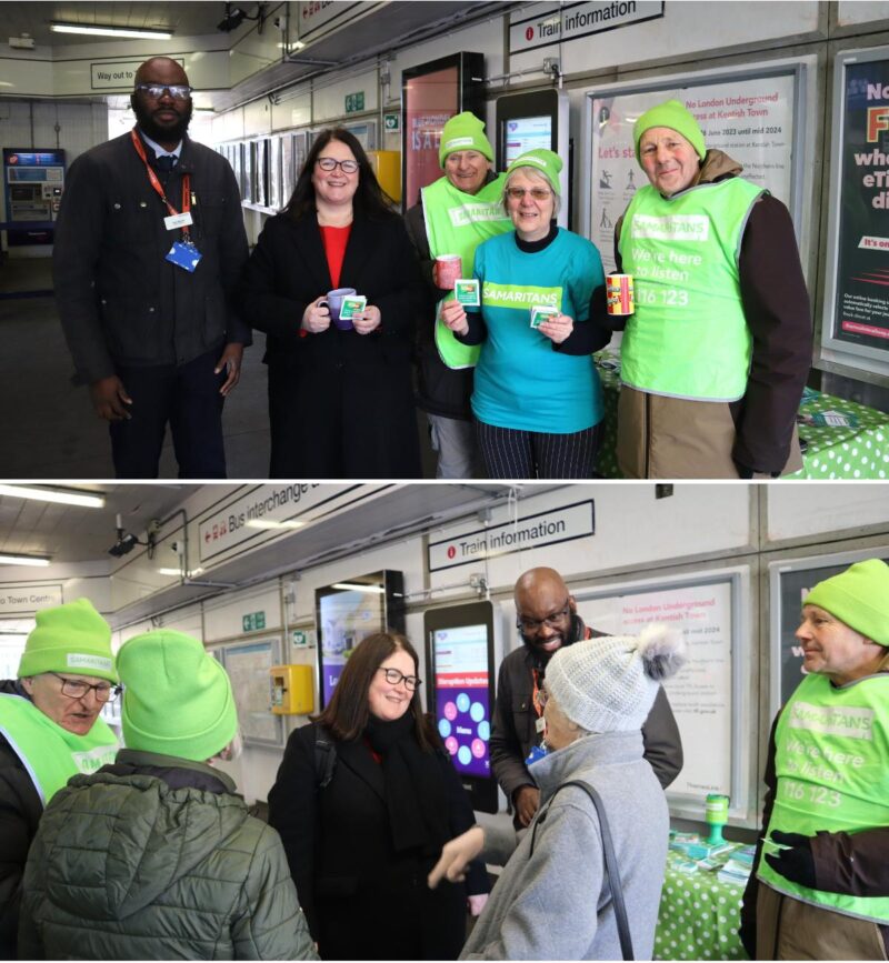 Rachel with Hilton, Luton Station Manager, and Samaritans volunteers