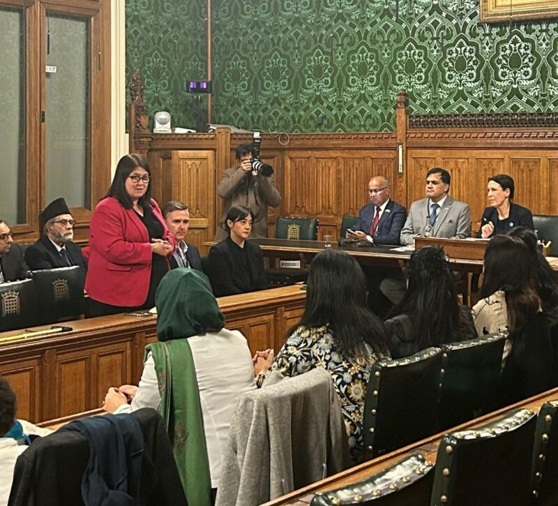 Rachel speaking at the Kashmir Solidarity Day conference