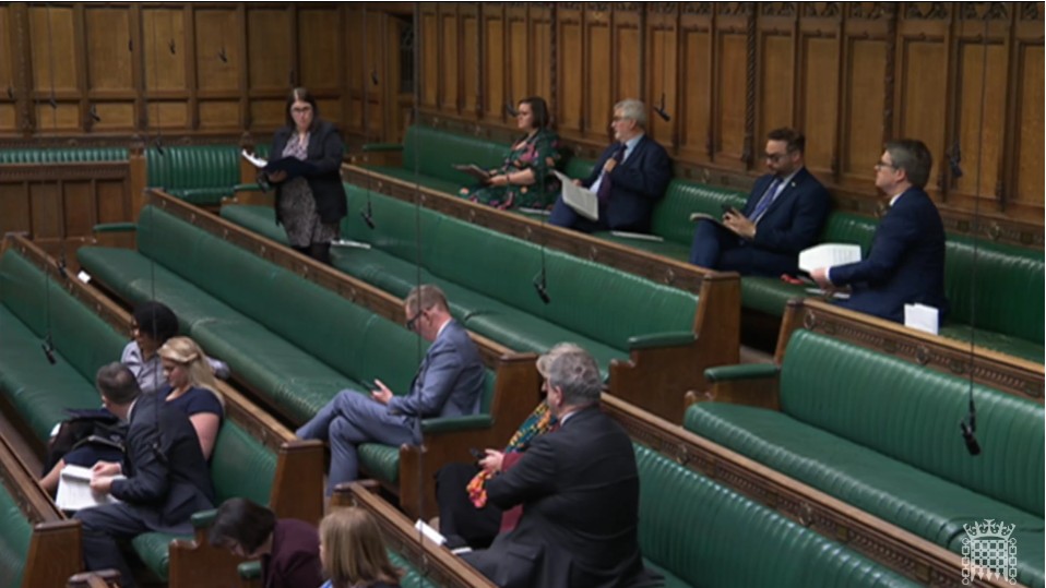 Rachel responding to questions from the green benches in the House of Commons. 