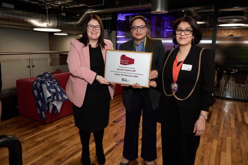 Rachel Hopkins MP, Cllr Javeria Hussain and Luton Mayor Cllr Tahmina Saleem at the Morton House Opening